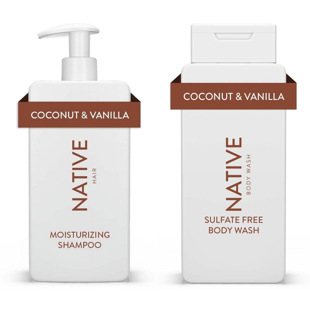 Moisturizing Shampoo & Body Wash Set, Coconut & Vanilla, Sulfate & Paraben Free, 16.5 oz