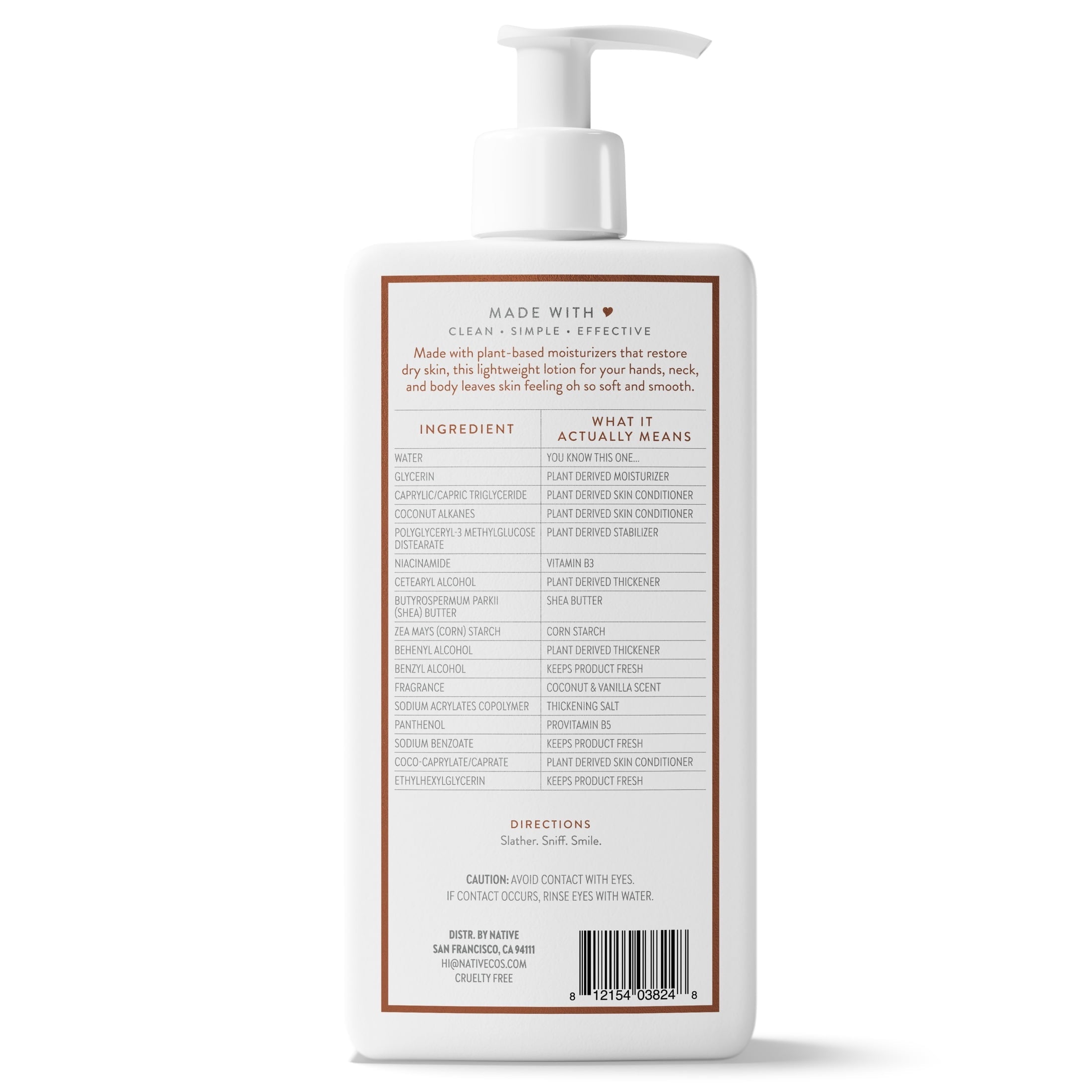 Lotion, Moisturizing, Paraben Free, Coconut & Vanilla, for Women and Men, 16.5 fl oz