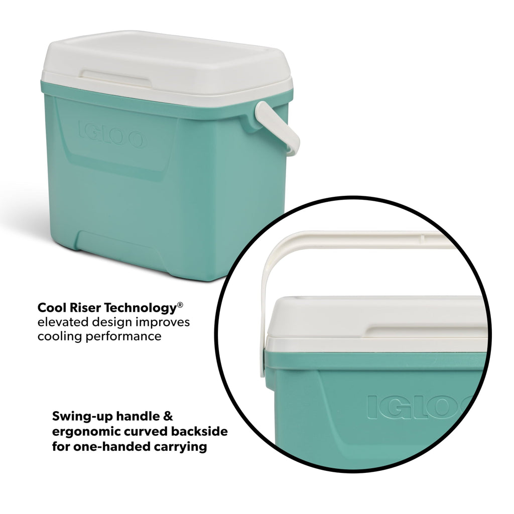 28 QT Laguna Hard-Sided Ice Chest Cooler, Aqua Blue and White