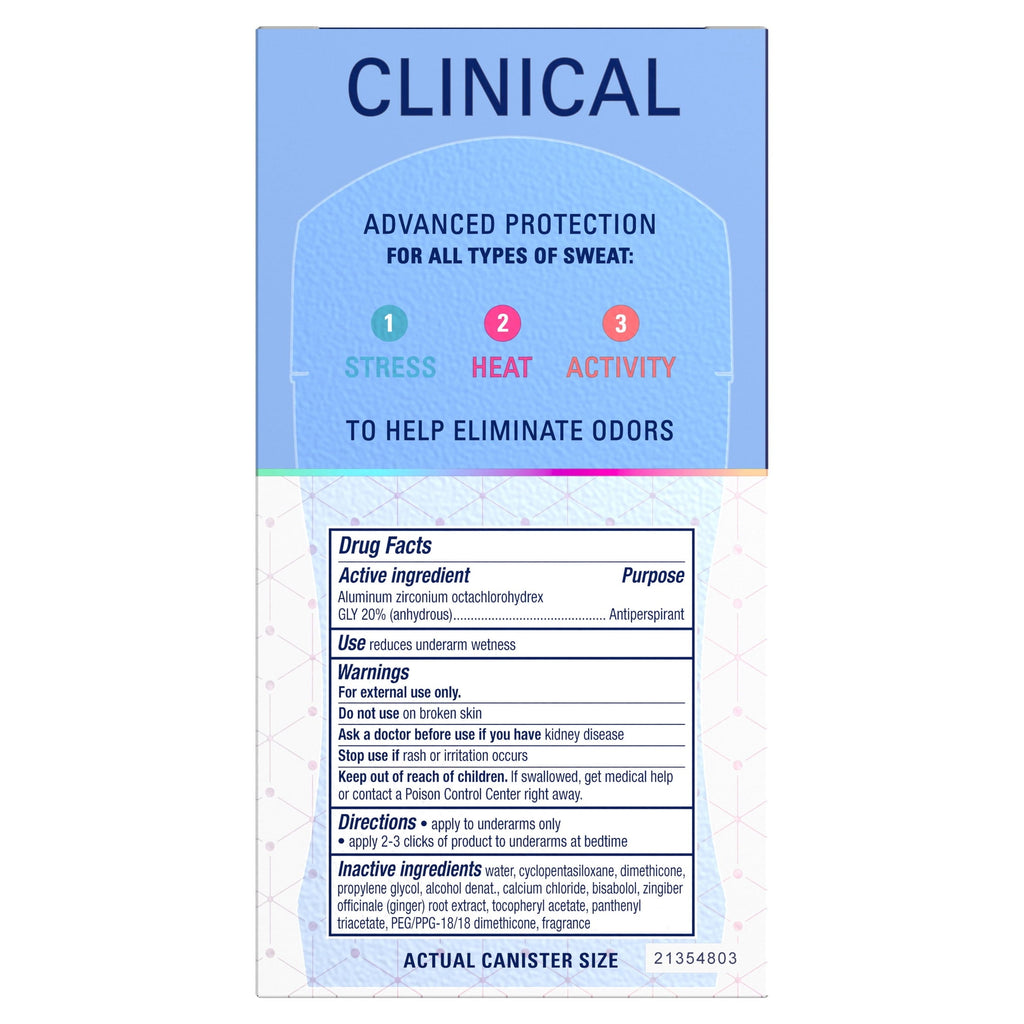 Clinical Antiperspirant Deodorant for Women, 100HR Sweat & Odor Protection, Pro-Hyaluronic Acid, Clear Gel, Clean Lavender, 1.6oz