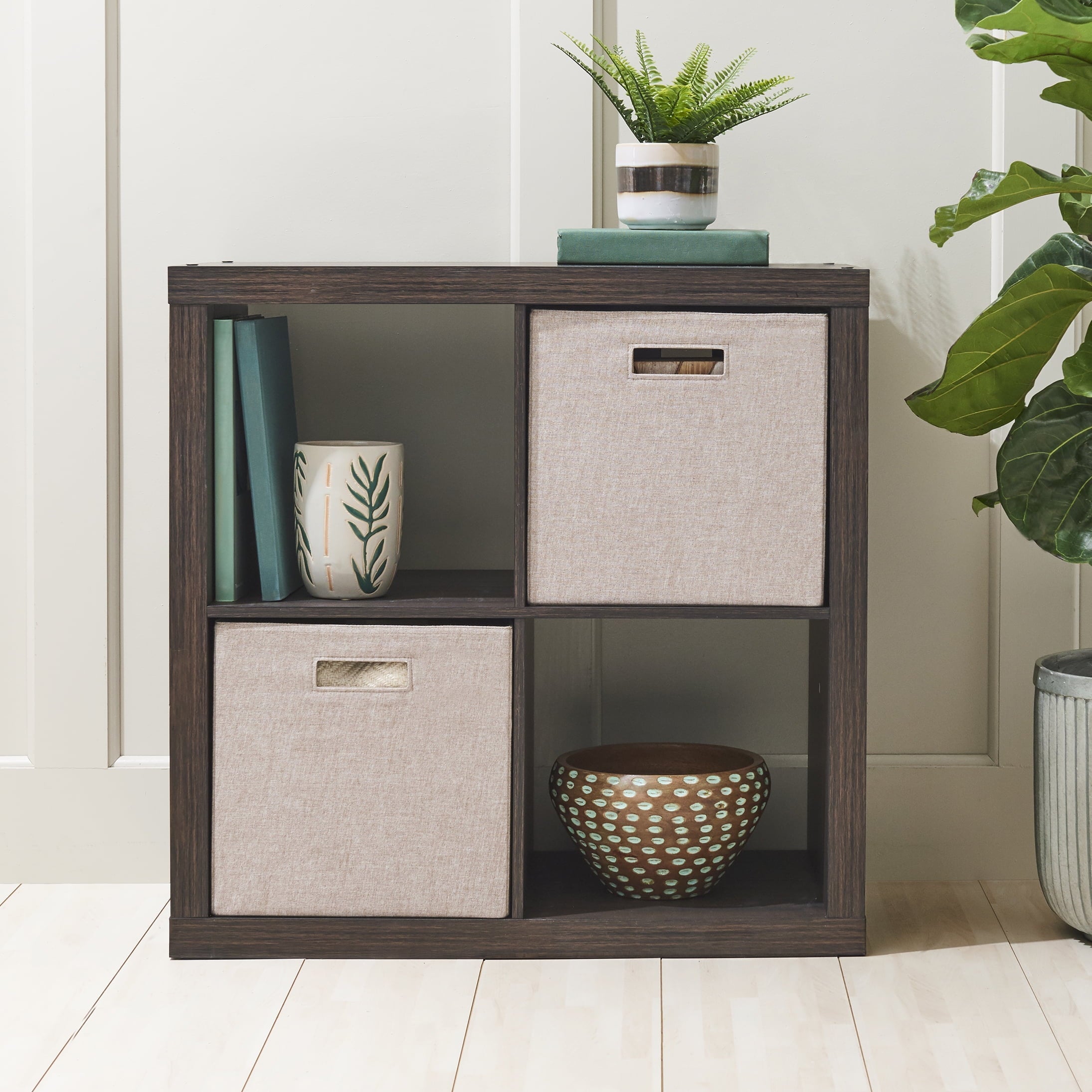 Better Homes & Gardens 4 Cube Storage Organizer, White Texture