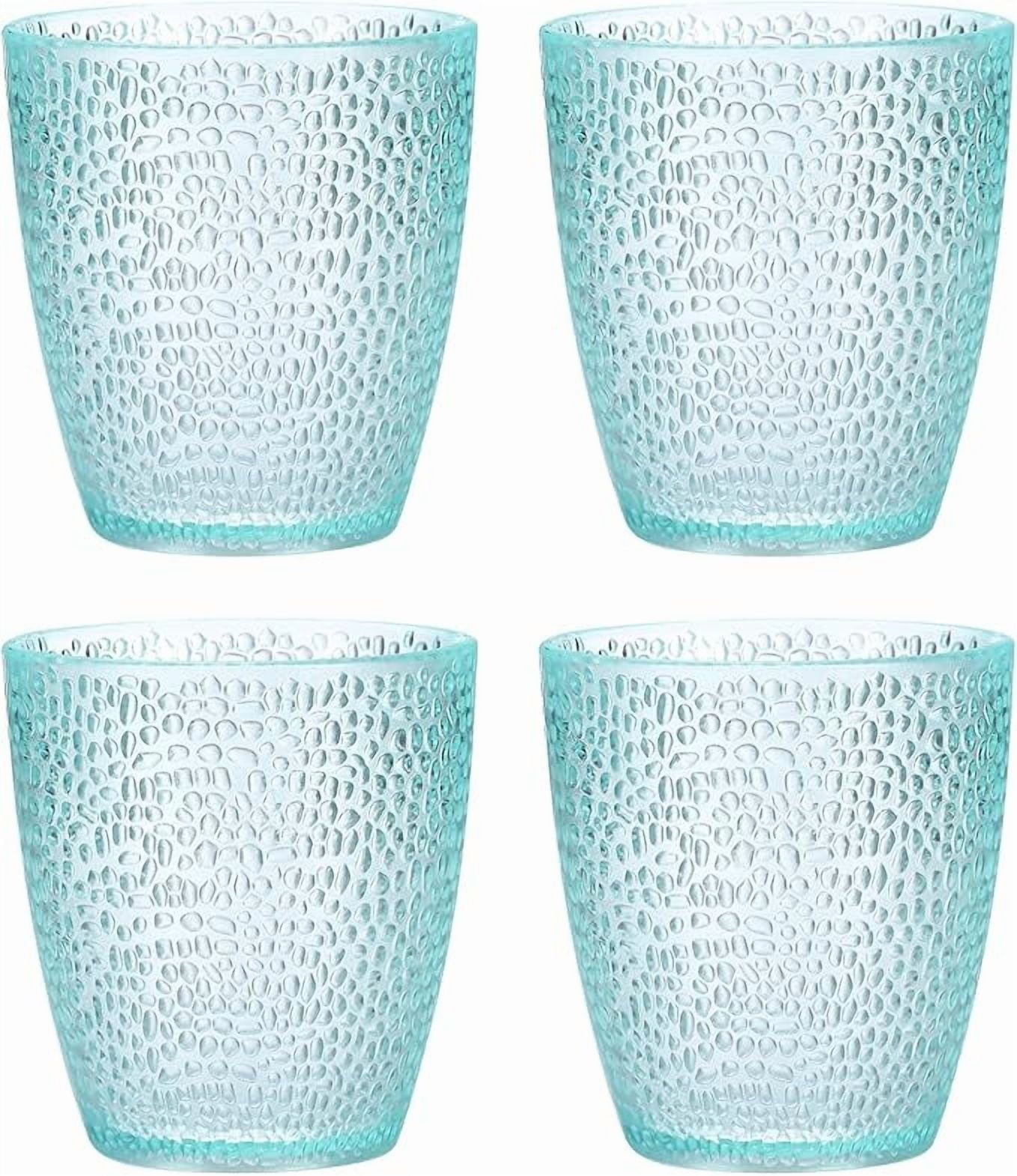 7oz Acrylic Drinking Glasses, 4Pcs Tumblers Drinkware Unbreakable Water Glasses Cups & for Home Outdoors Restaurant, Emerald