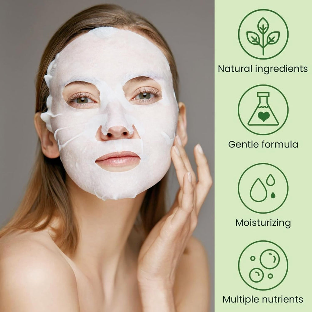 11 Pack Fruit Moisturizing Facial Mask Sheet, Rich in Fruit Essence Face Mask to Brighten and Hydrate Dull Skin