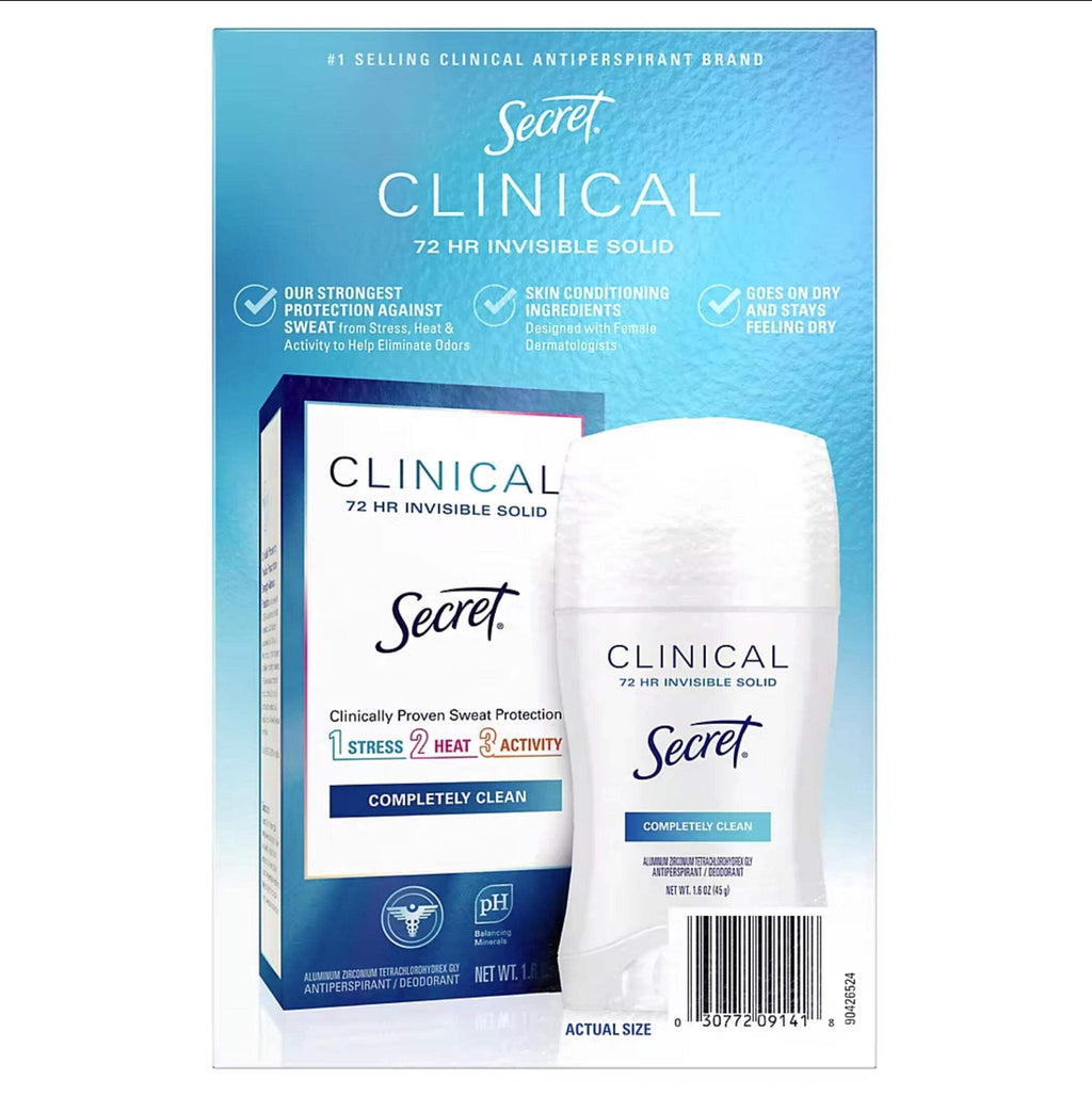 Clinical Invisible Solid Deodorant Completely Clean 1.6 Ounce (3 Count)