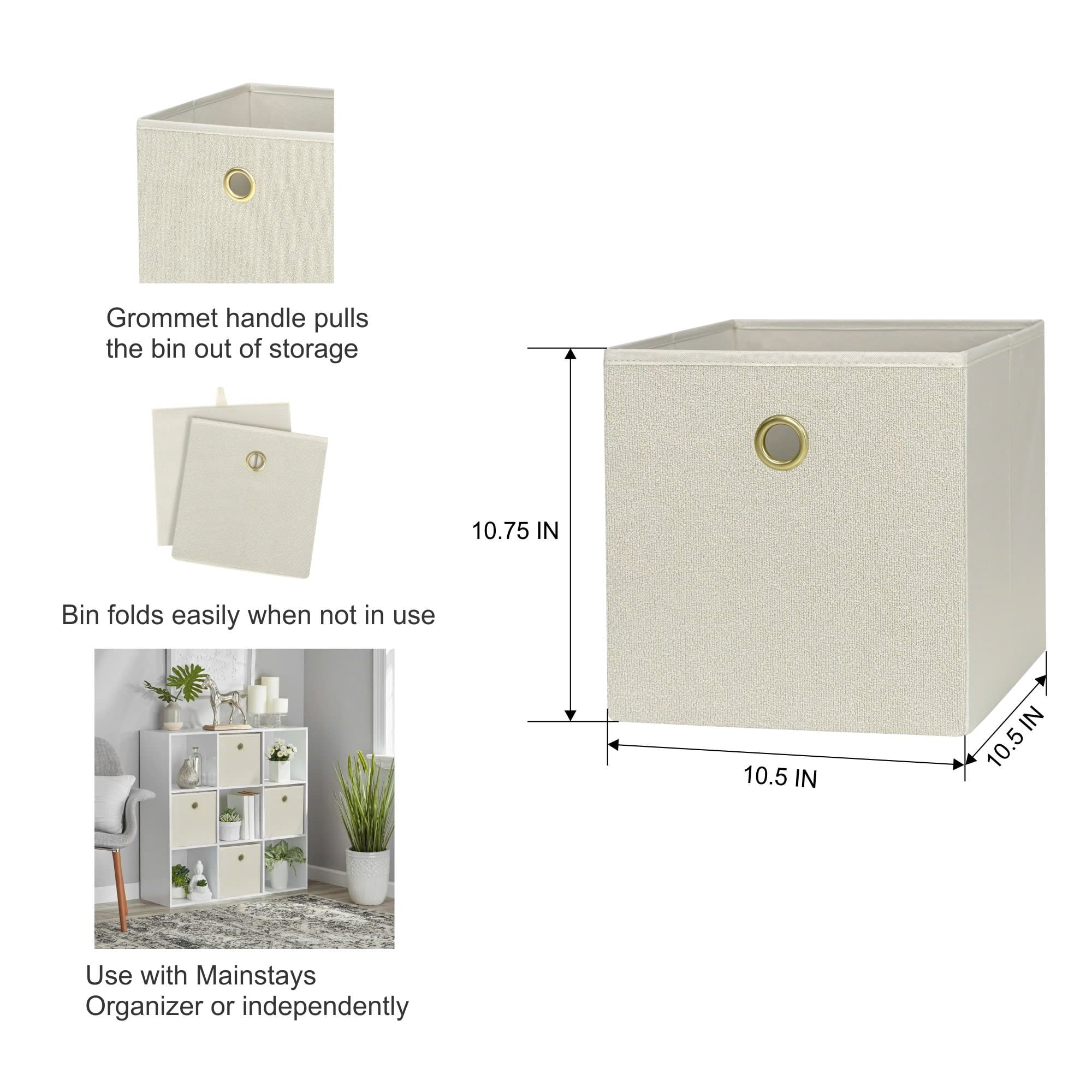 Collapsible Fabric Cube Storage Bins (10.5" x 10.5"), Blue Cove, 4 Pack