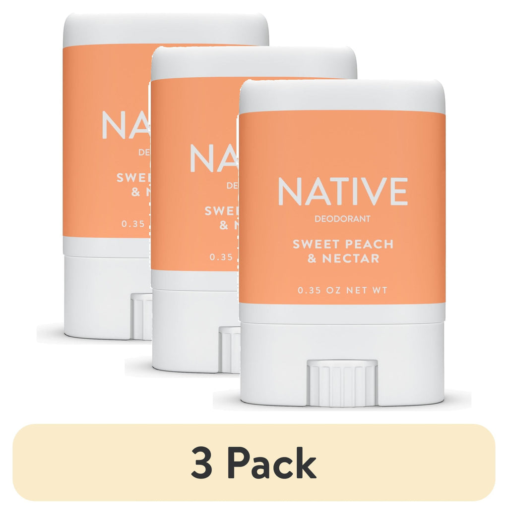 (3 pack) Native Deodorant Sweet Peach & Nectar Mini Travel Size 0.35 oz.