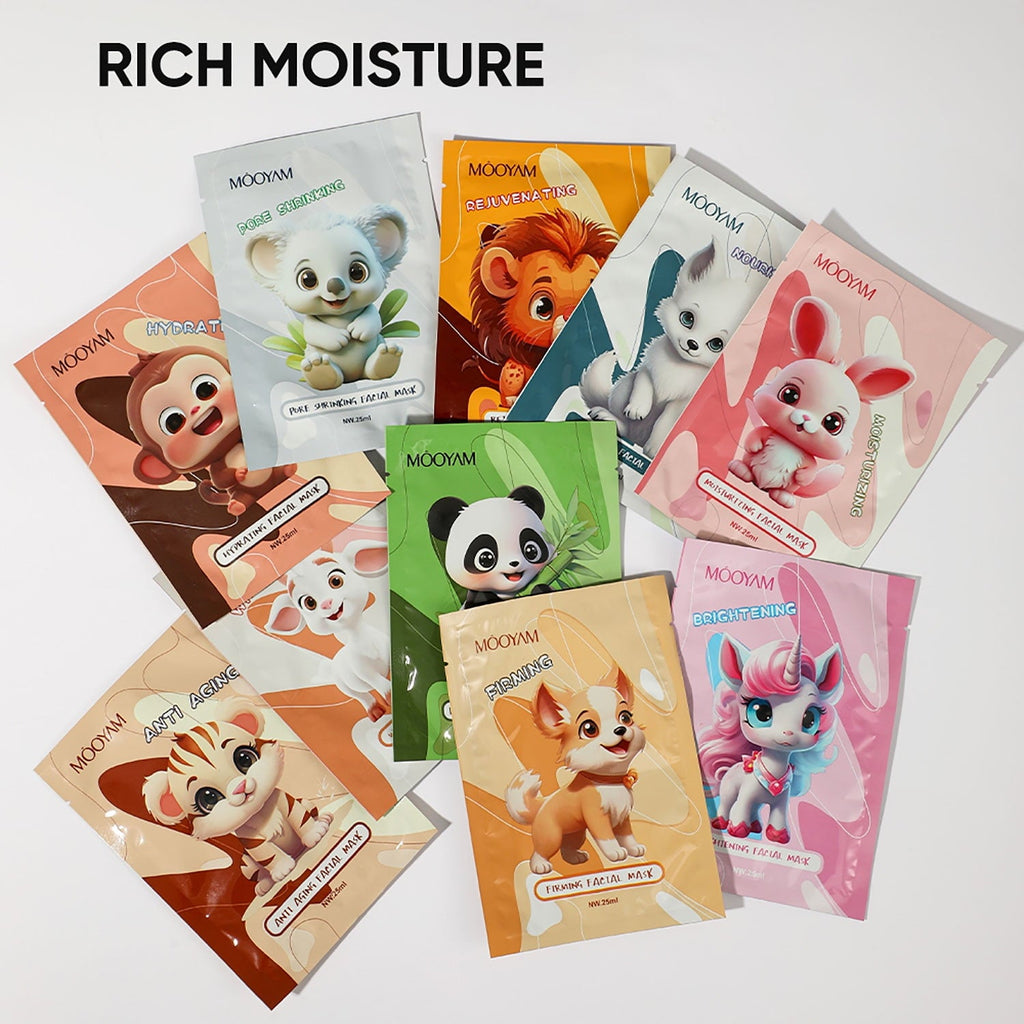 11 Pack Fruit Moisturizing Facial Mask Sheet, Rich in Fruit Essence Face Mask to Brighten and Hydrate Dull Skin