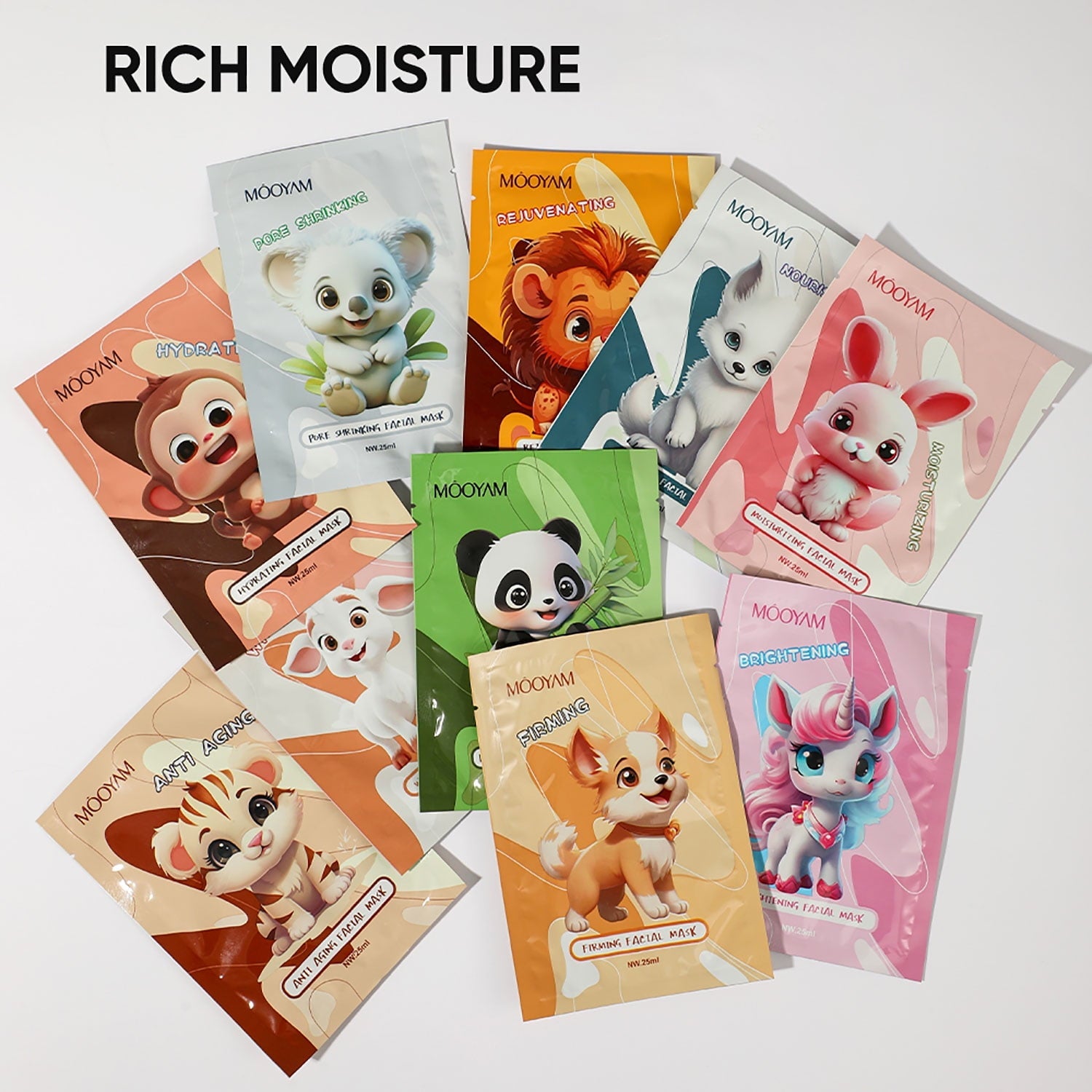 11 Pack Fruit Moisturizing Facial Mask Sheet, Rich in Fruit Essence Face Mask to Brighten and Hydrate Dull Skin