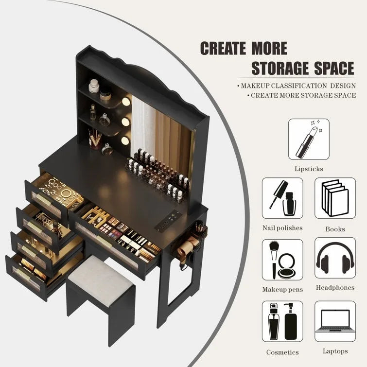 Makeup Vanity with 3 Lighting Colors