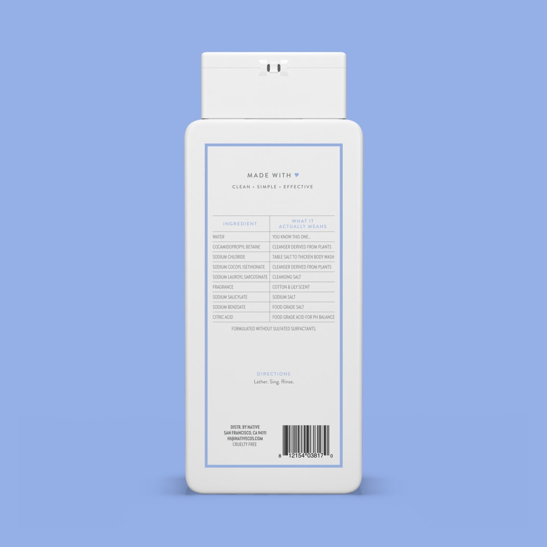 Body Wash, Coconut & Vanilla, Sulfate Free, Naturally Derived Ingredients, 24hr Freshness, for Women & Men, 18 fl oz