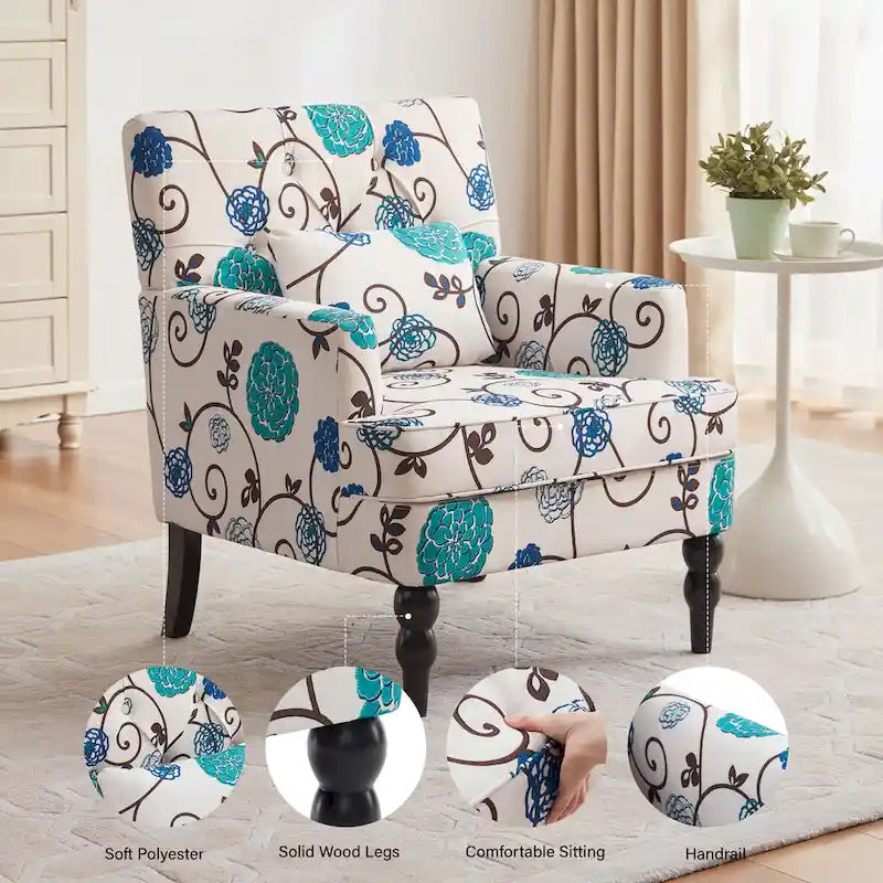 Upholstered Accent Chair with Lumbar Pillow - Single Seat