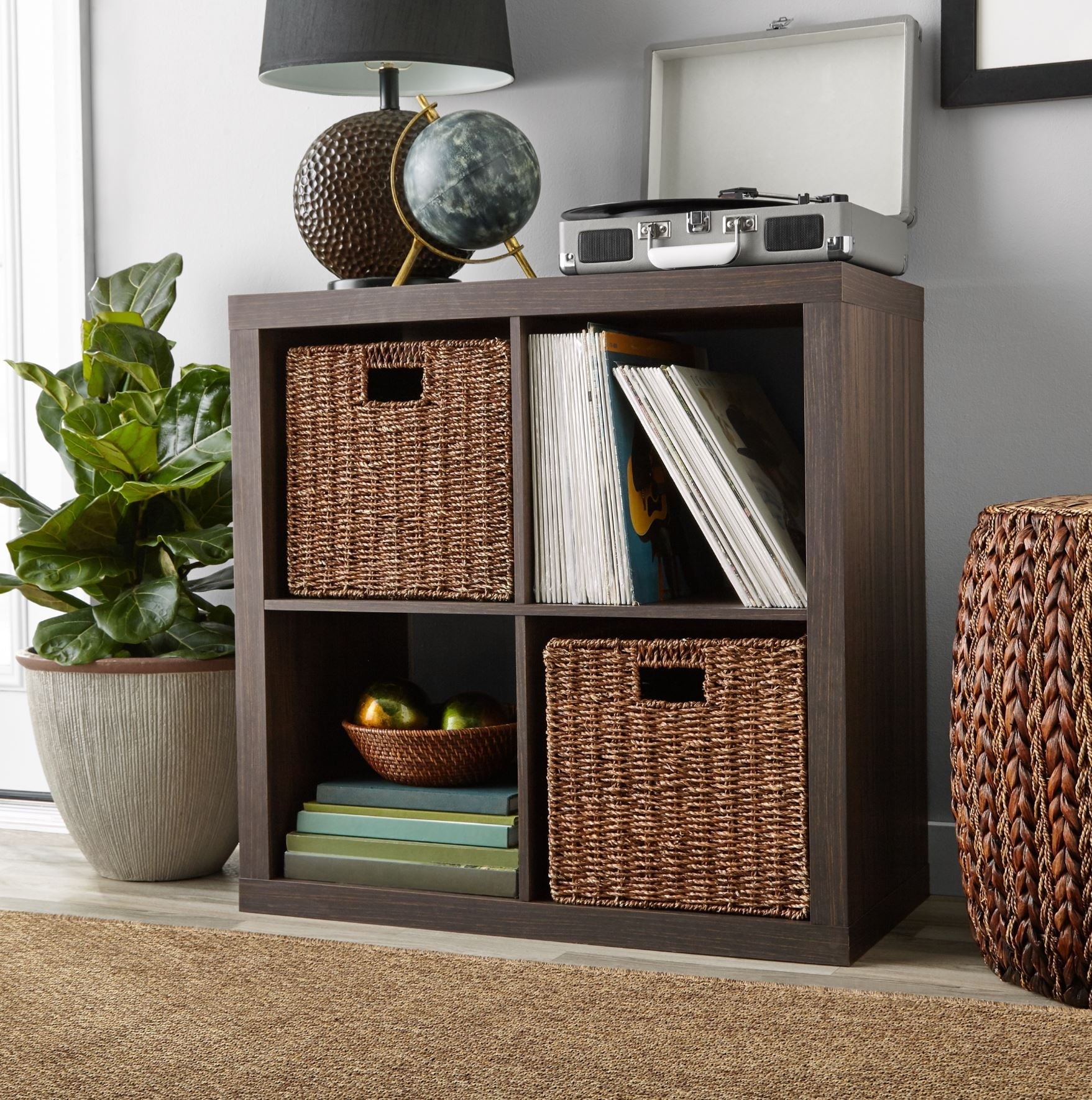 Better Homes & Gardens 4 Cube Storage Organizer, White Texture