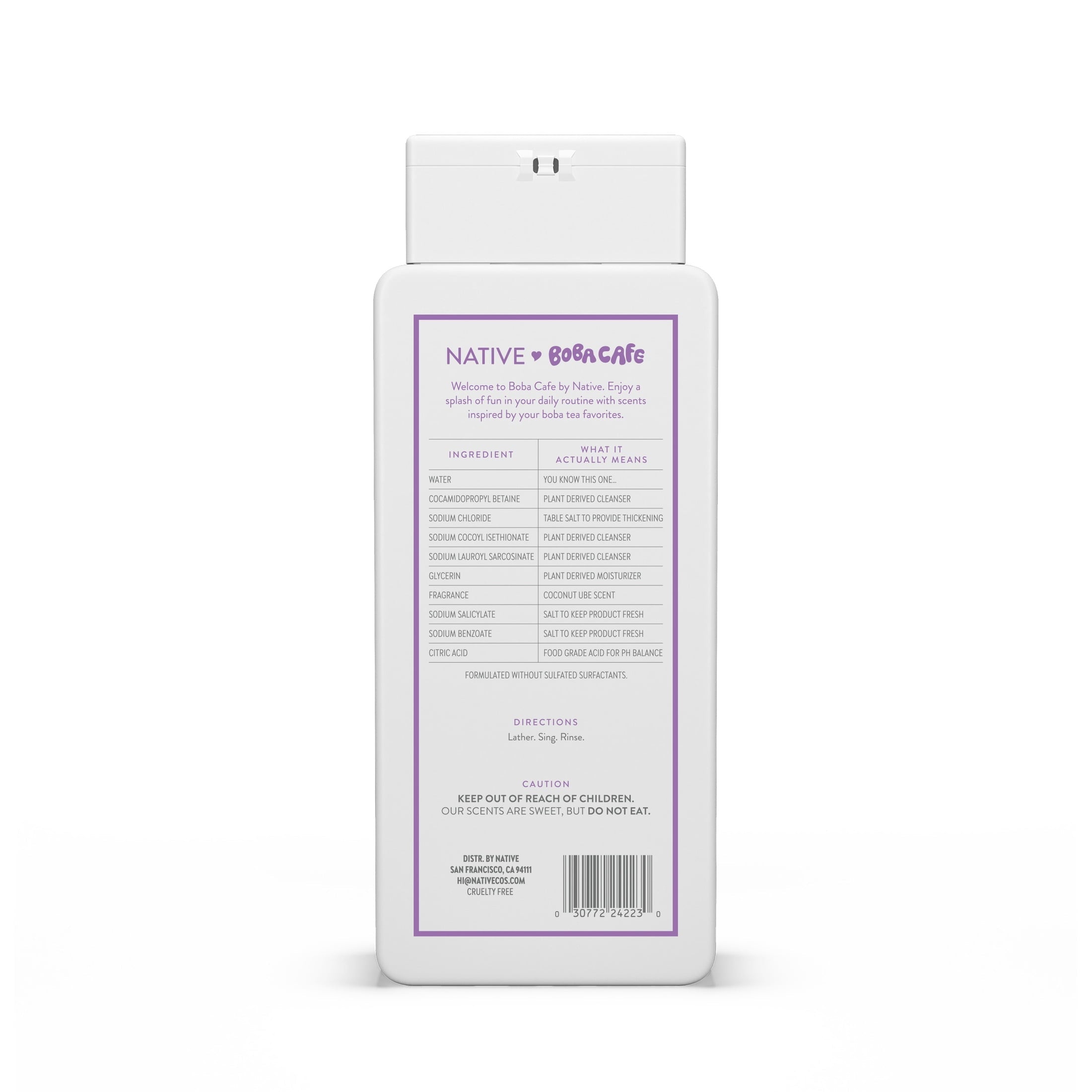 Body Wash, Limited Edition Coconut Ube, Sulfate Free Body Wash for Women & Men, Boba Café, 18 fl oz