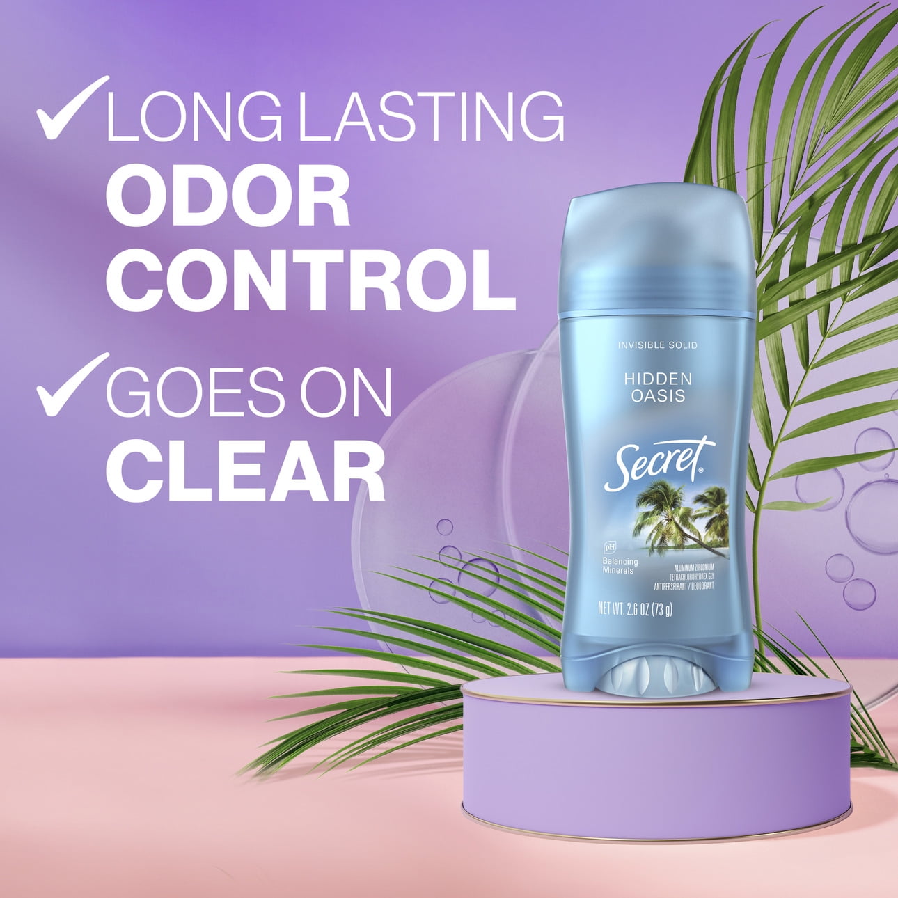 Fresh Invisible Solid Antiperspirant & Deodorant for Women, Hidden Oasis, 2.6oz