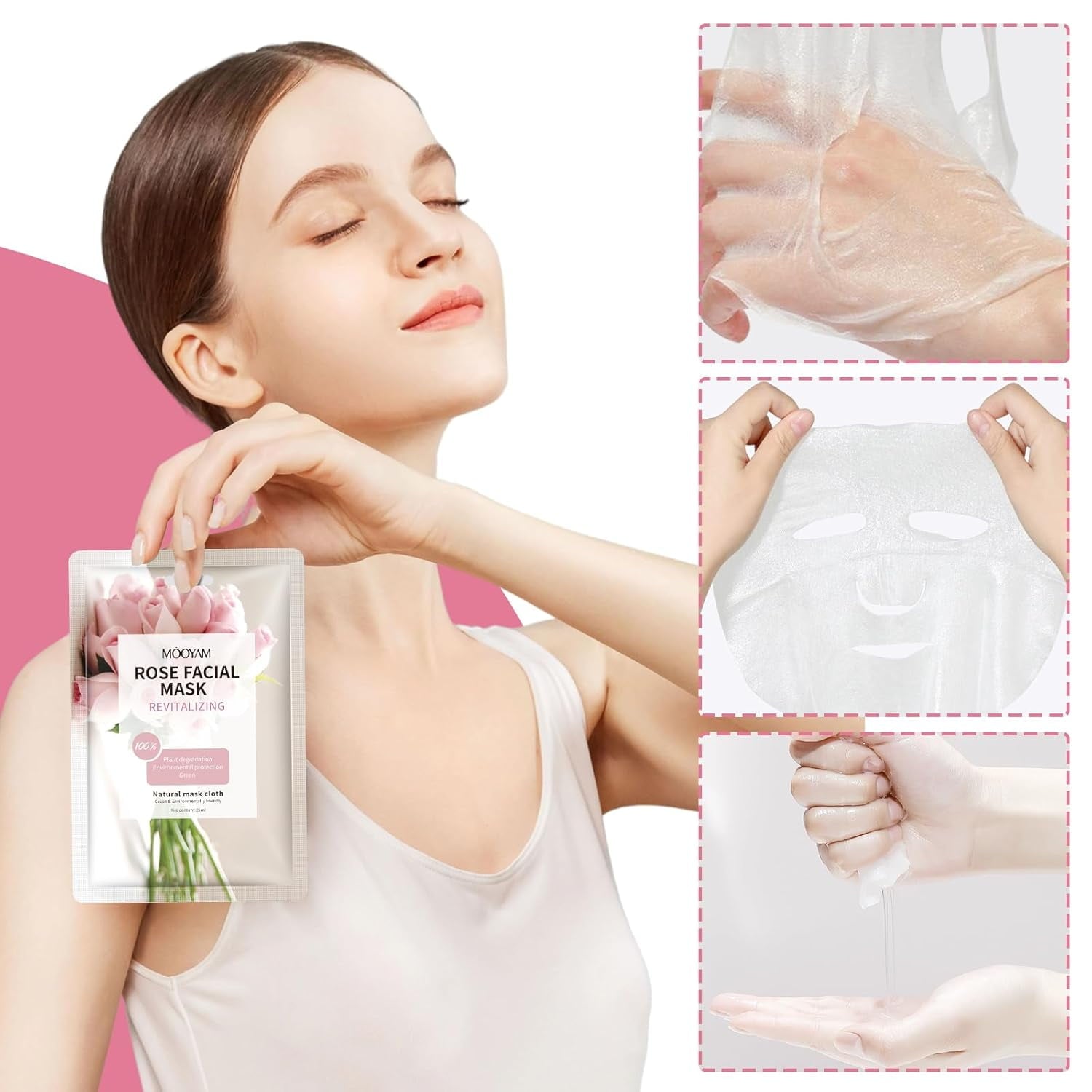 11 Pack Fruit Moisturizing Facial Mask Sheet, Rich in Fruit Essence Face Mask to Brighten and Hydrate Dull Skin