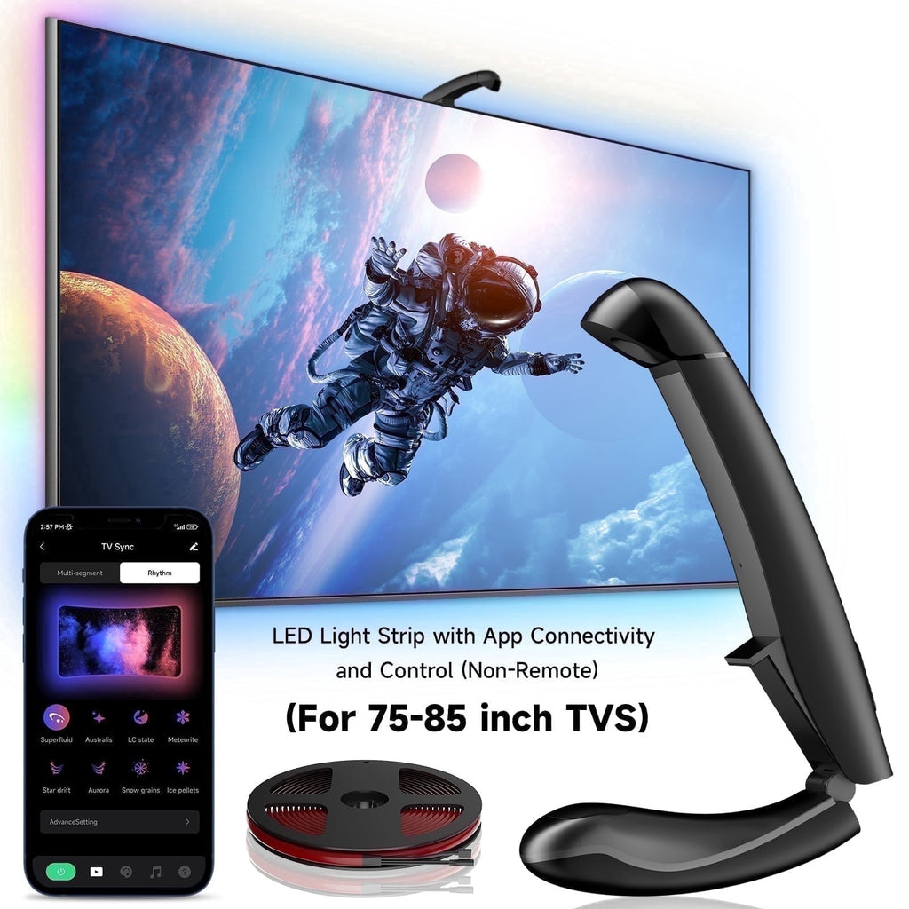14.76ft TV LED Backlight with Screen Sync Sensor, App Control RGB Strip for 55-65" TVs, Game & Movie Color Changing
