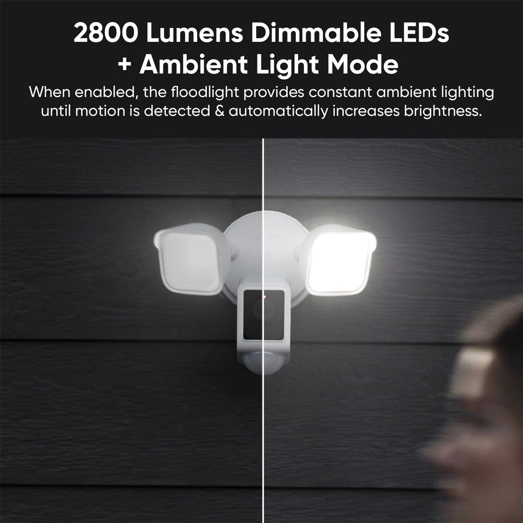 2K HD Outdoor Security Cam, Motion Light, Color Night Vision, 105db Siren, Floodlight Camera v2, 2800-Lumen LEDs