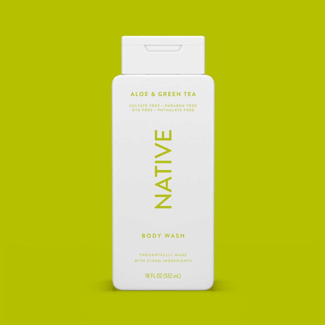 Body Wash, Aloe & Green Tea, Sulfate Free, Naturally Derived Ingredients, 24hr Freshness, for Women & Men, 18 fl oz