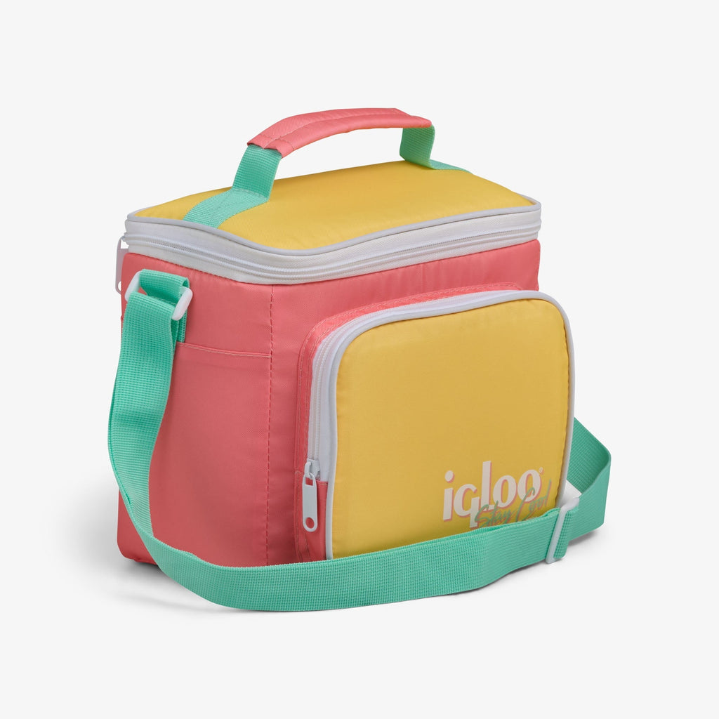 Igloo 9 can Retro Square Lunch Cooler Bag, Lilac Breeze and Light Blue