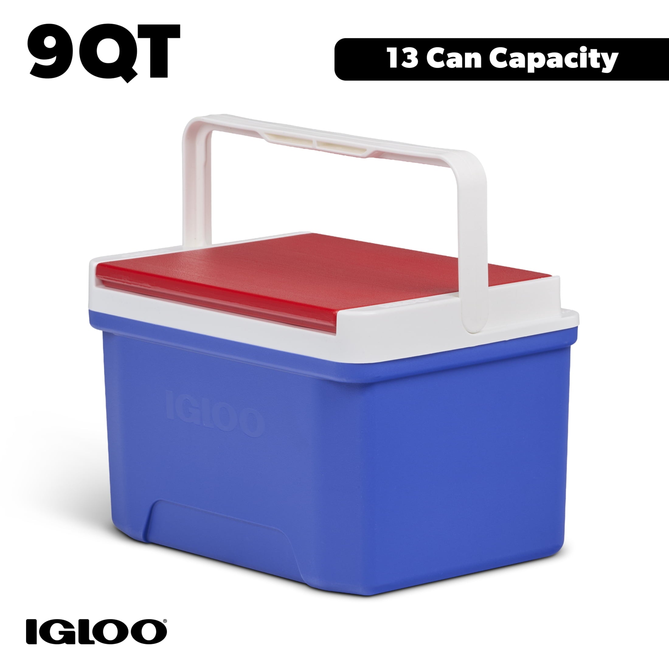 9 QT Laguna Ice Chest Cooler, Blue Red and White