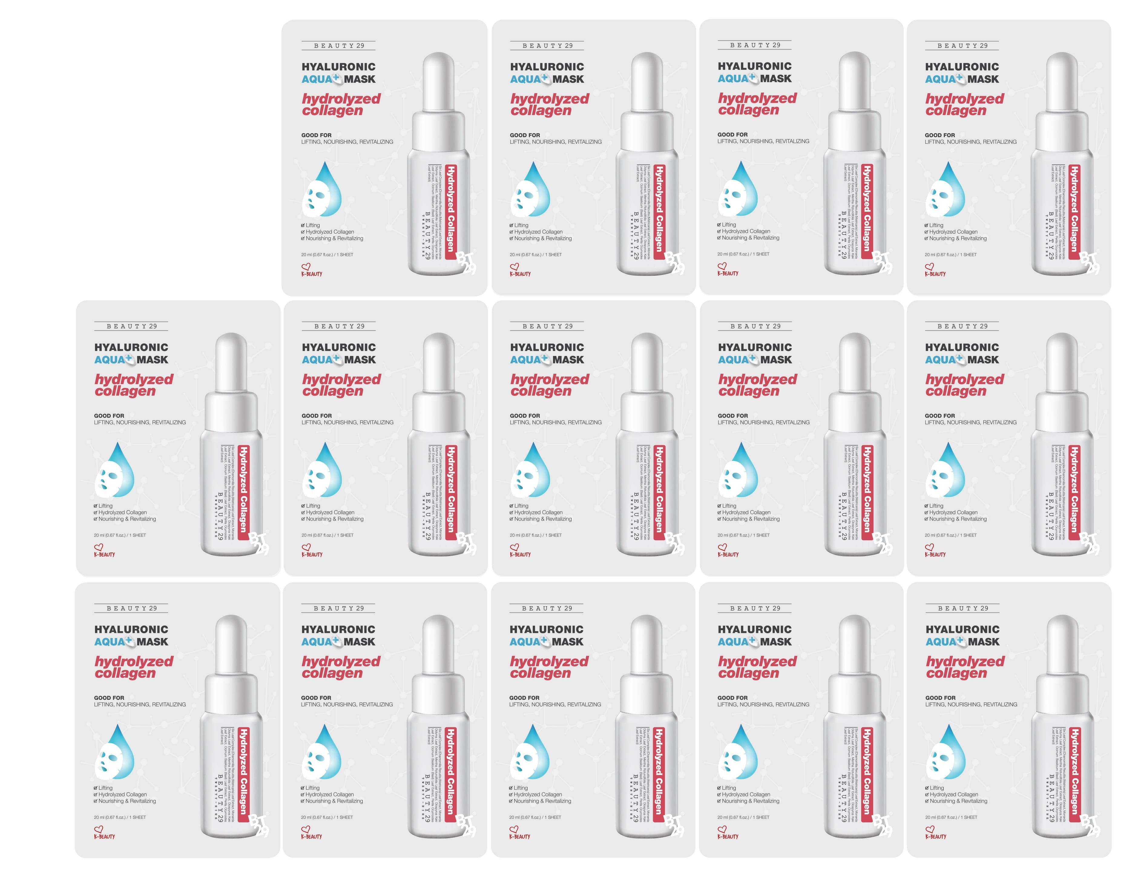 BEAUTY29 Hyaluronic Aqua Plus Essence Full Face Facial Sheet Mask 14 Sheets - 2 WEEKS SET