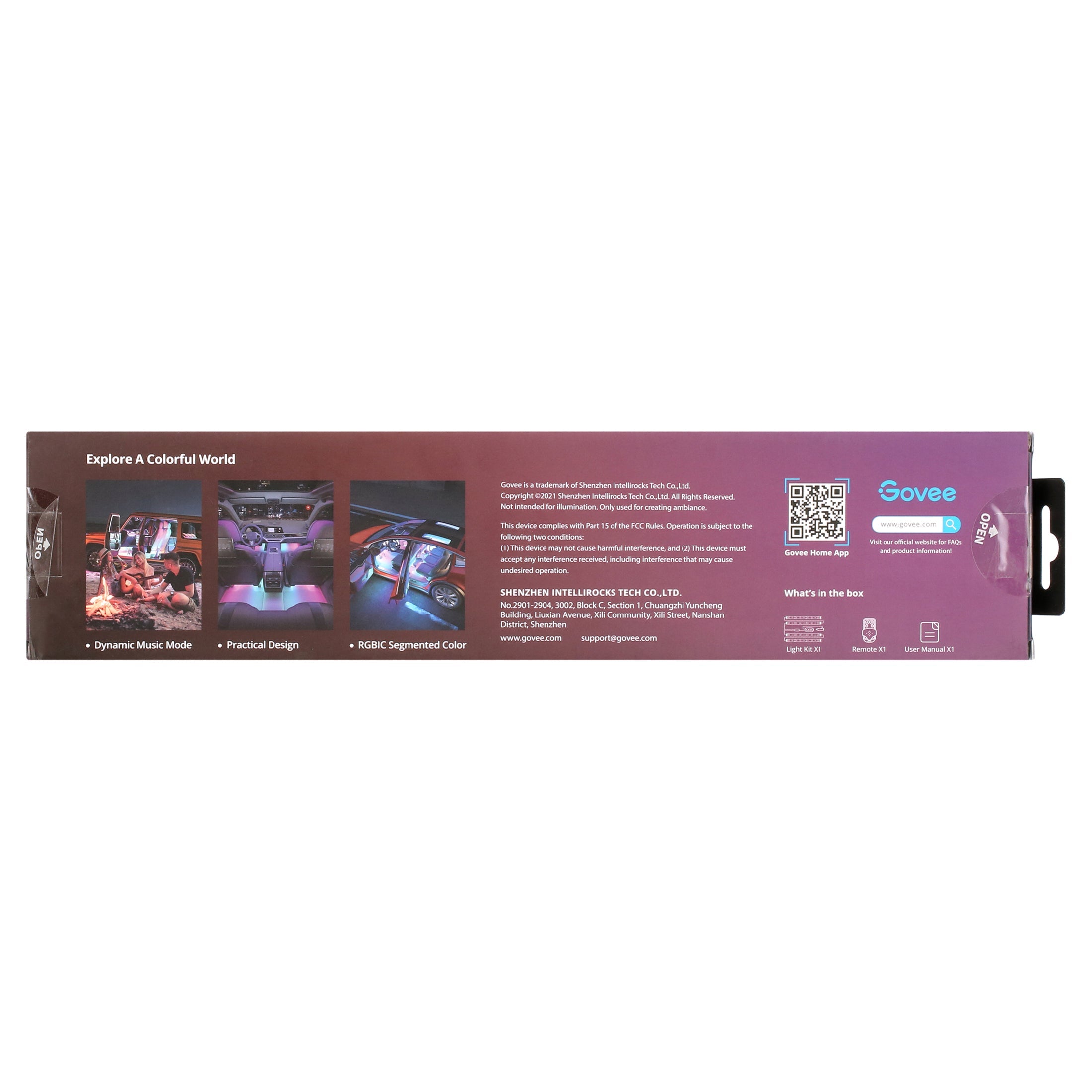 Interior Car LED Lights,RGBIC Color Changing Effect,Smart APP Control,4 Music Mode,4 Pack,0.98 Ft