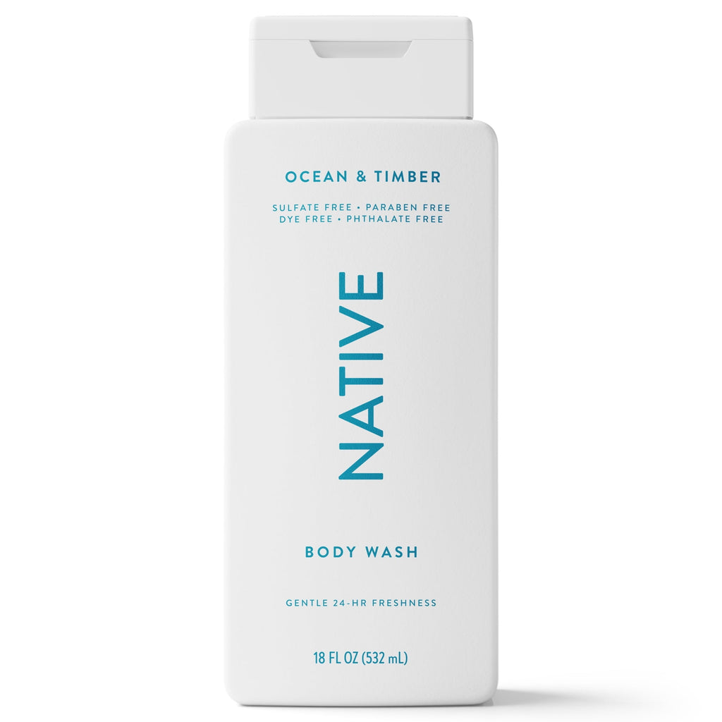 Body Wash, Ocean & Timber, Sulfate Free, Naturally Derived Ingredients, 24hr Freshness, for Women & Men, 18 fl oz