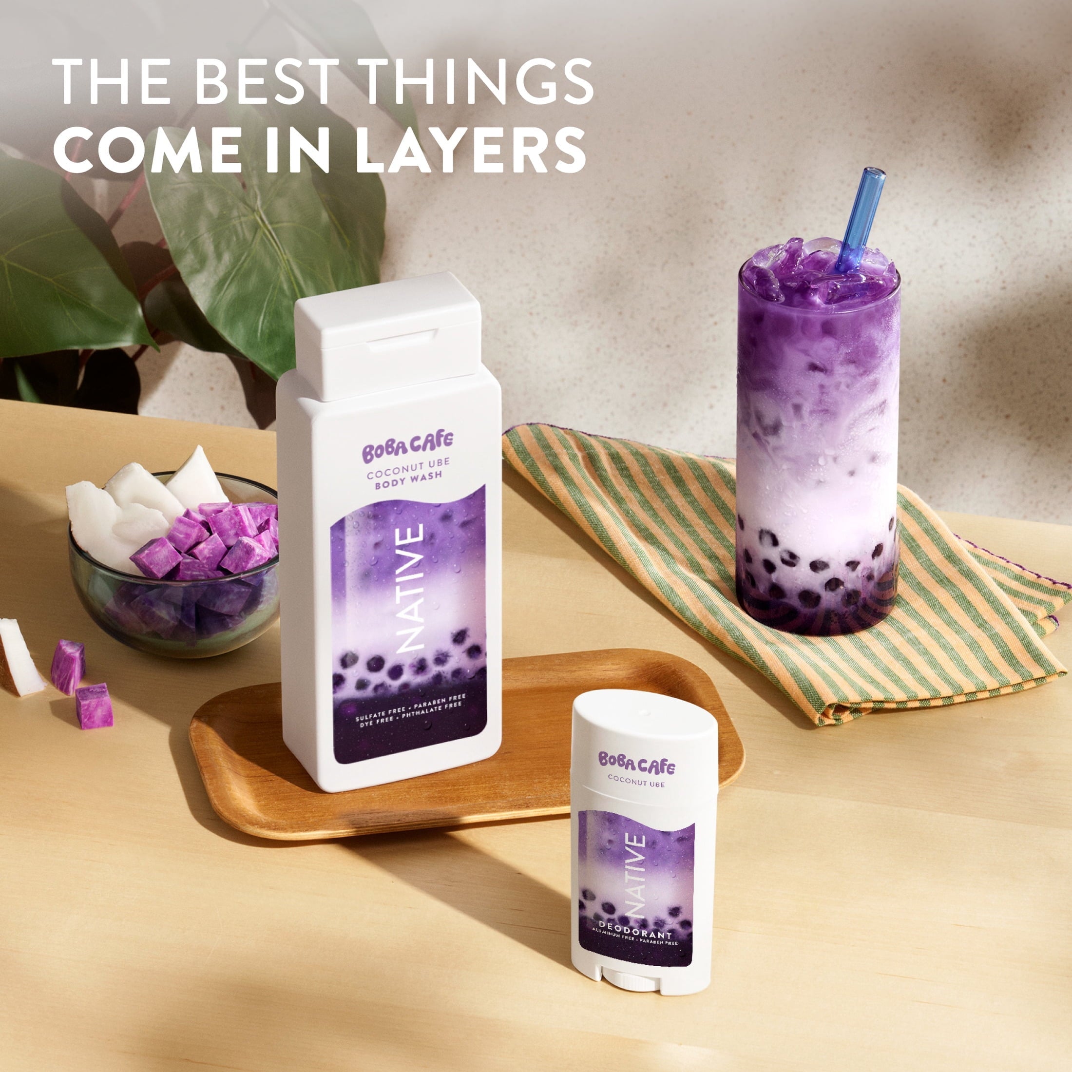 Aluminum Free Deodorant, Limited Edition Coconut Ube, 72 Hour Odor Protection, for Women and Men, Boba Café, 2.65oz