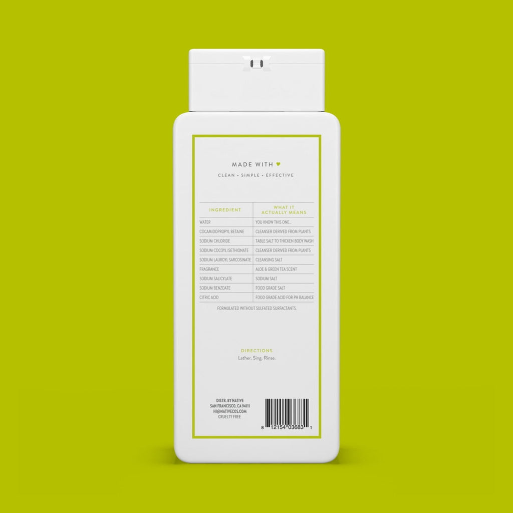 Body Wash, Aloe & Green Tea, Sulfate Free, Naturally Derived Ingredients, 24hr Freshness, for Women & Men, 18 fl oz