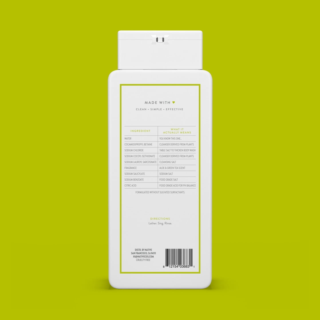 Body Wash, Aloe & Green Tea, Sulfate Free, Naturally Derived Ingredients, 24hr Freshness, for Women & Men, 18 fl oz