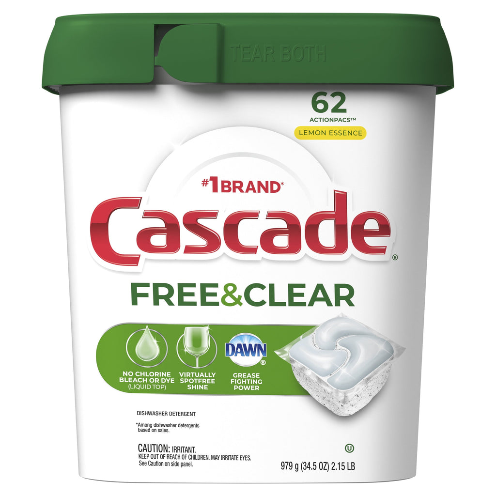 Free & Clear Action Pacs, Dishwasher Detergent, Lemon Essence, 62 Count