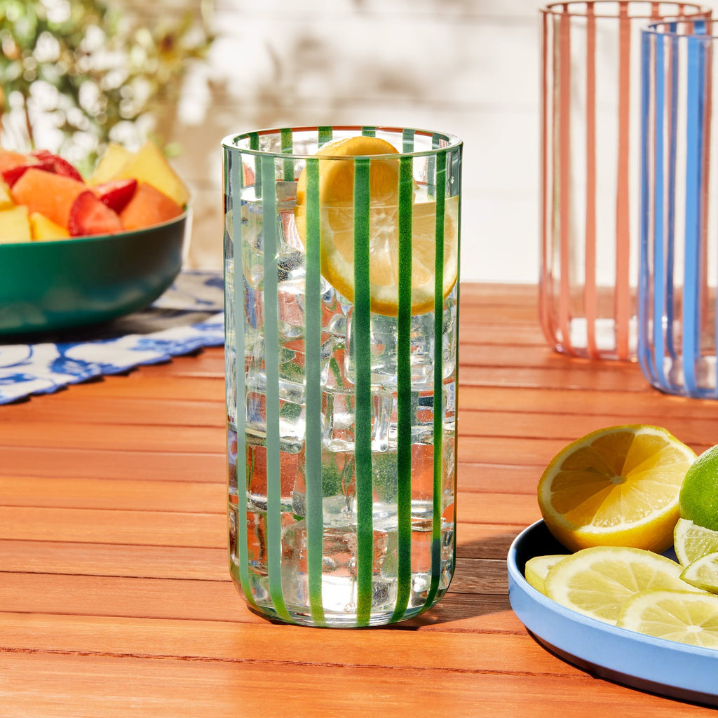 by Becky G. & Alejandra 18-Ounce Tall Acrylic Stripe Line Tumbler, Blue