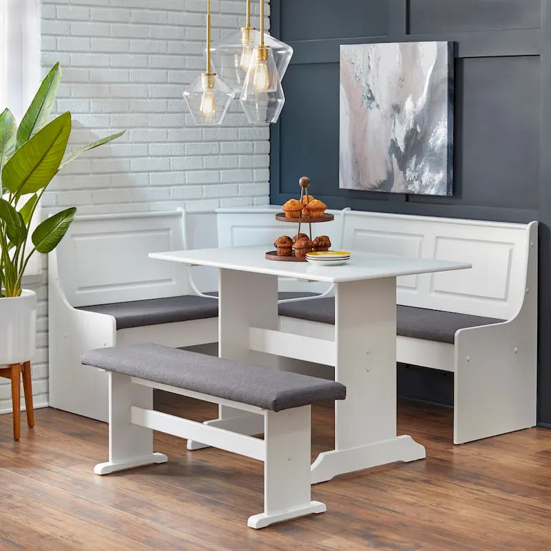 Simple Living Polly 3-piece Cushioned Corner Nook Dining Set