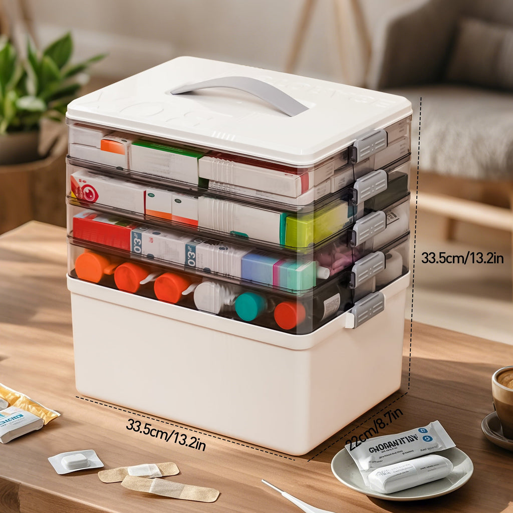 5 Layer storage bins with lid Stack & Carry Box Plastic Handled with Removable Tray for Craft Adult