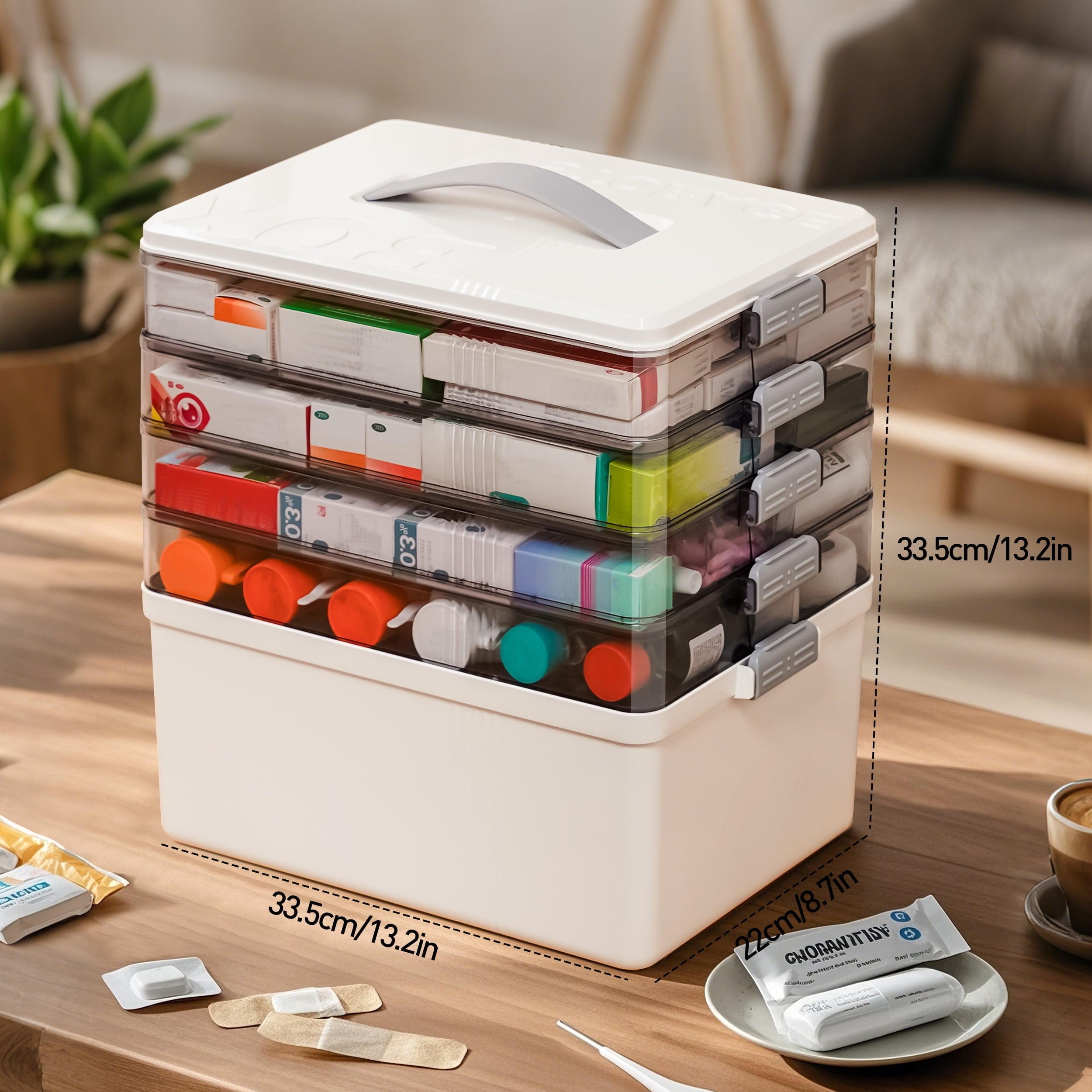 5 Layer storage bins with lid Stack & Carry Box Plastic Handled with Removable Tray for Craft Adult