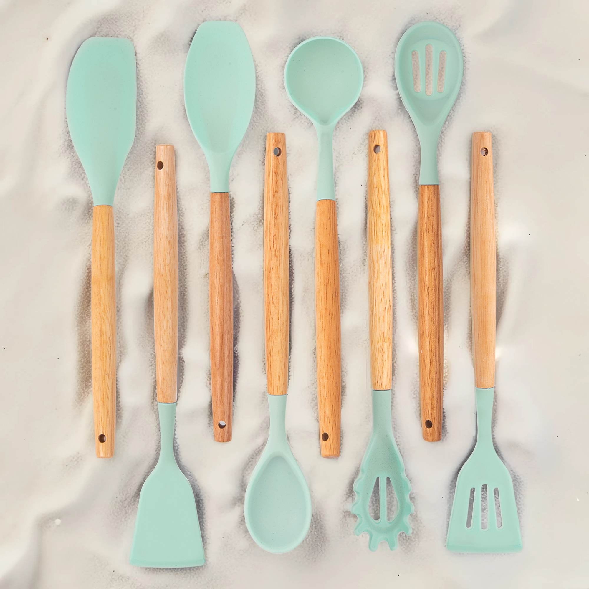 19-Piece Silicone Kitchen Utensil & Knife Set - Heat-Resistant Cooking Tools Non-Stick Safe Gift for Mom or Women Black