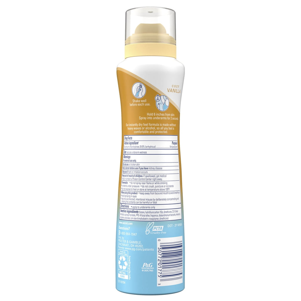Dry Spray Antiperspirant Deodorant, Vanilla and Argan Oil, 4.1oz.