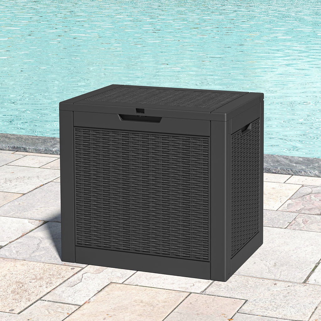 31 Gallon Deck Box, Resin Outdoor Storage Box, and Storage Deck Box for Garden Tools, Supplies, Toys