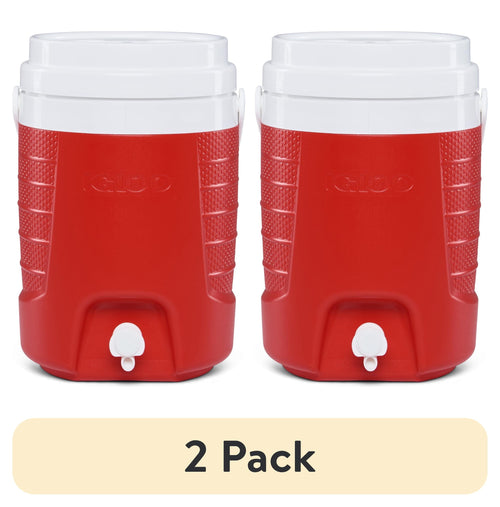 (2 pack) Igloo 2- Gallon Sport Beverage Jug with Hooks- Red