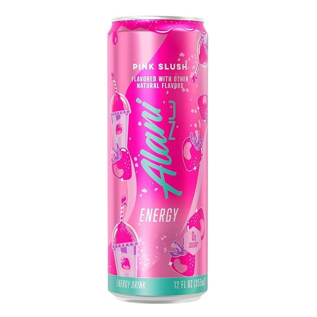 New Alani Energy Drink, Pink Slush Flavor, Sugar-Free, 12 fl oz Low-Calorie Energy Boost (Pack of 6)
