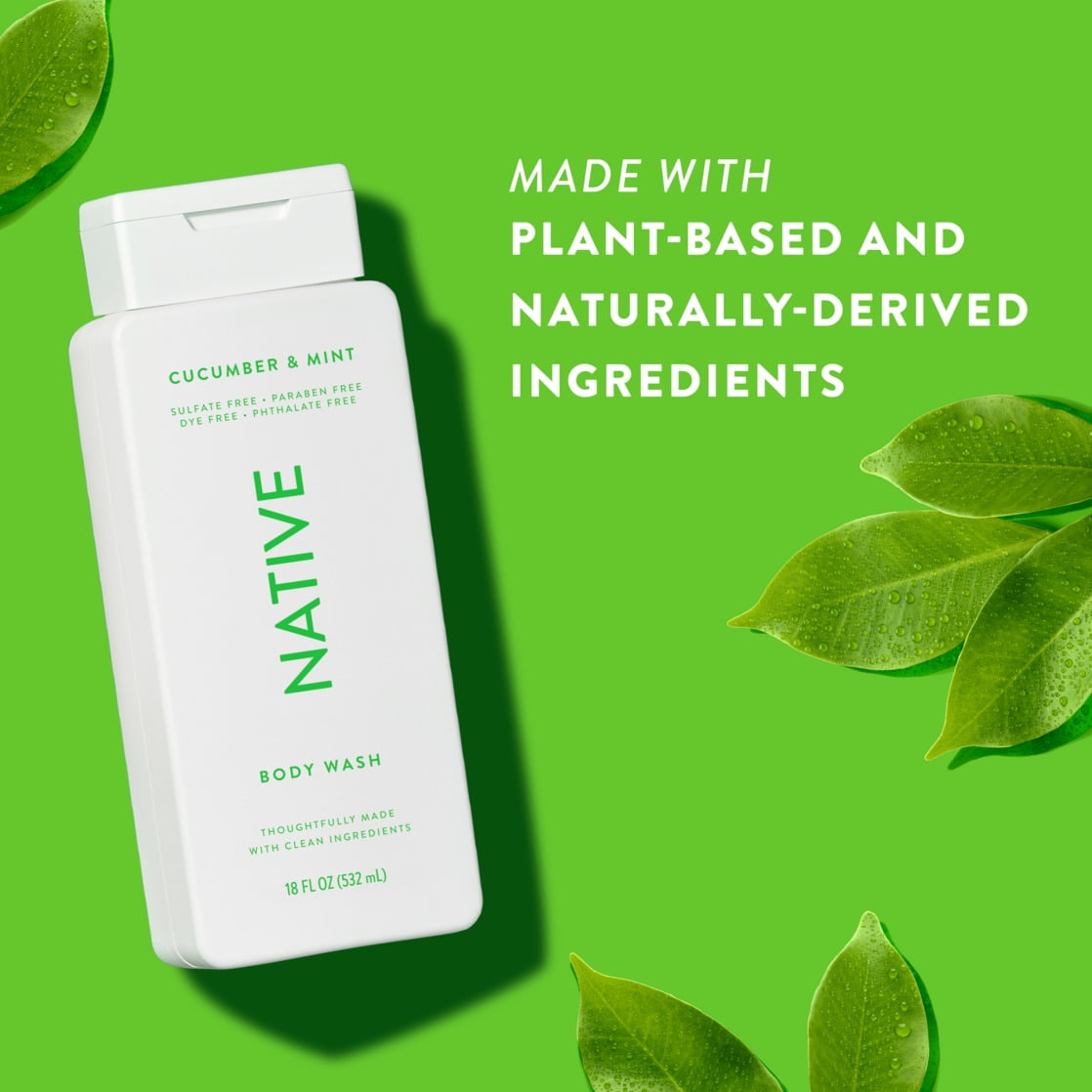 Body Wash, Cucumber & Mint, Sulfate Free, Naturally Derived Ingredients, 24hr Freshness, for Women & Men, 18 fl oz