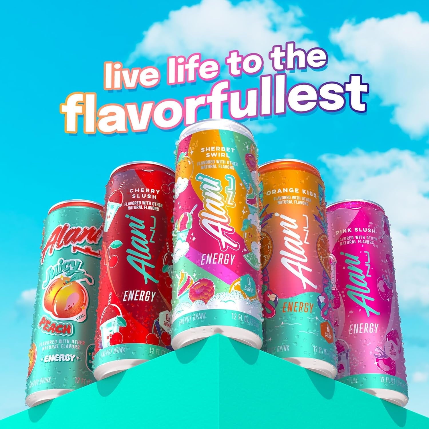 New Alani Energy Drinks Sherbet Swirl, Cherry Slush Flavors Variety Pack, Biotin B Vitamins, Sugar-Free, Low-Calorie, 200mg Caffeine, Energy Boost Drink 12 fl oz (Pack of 6)