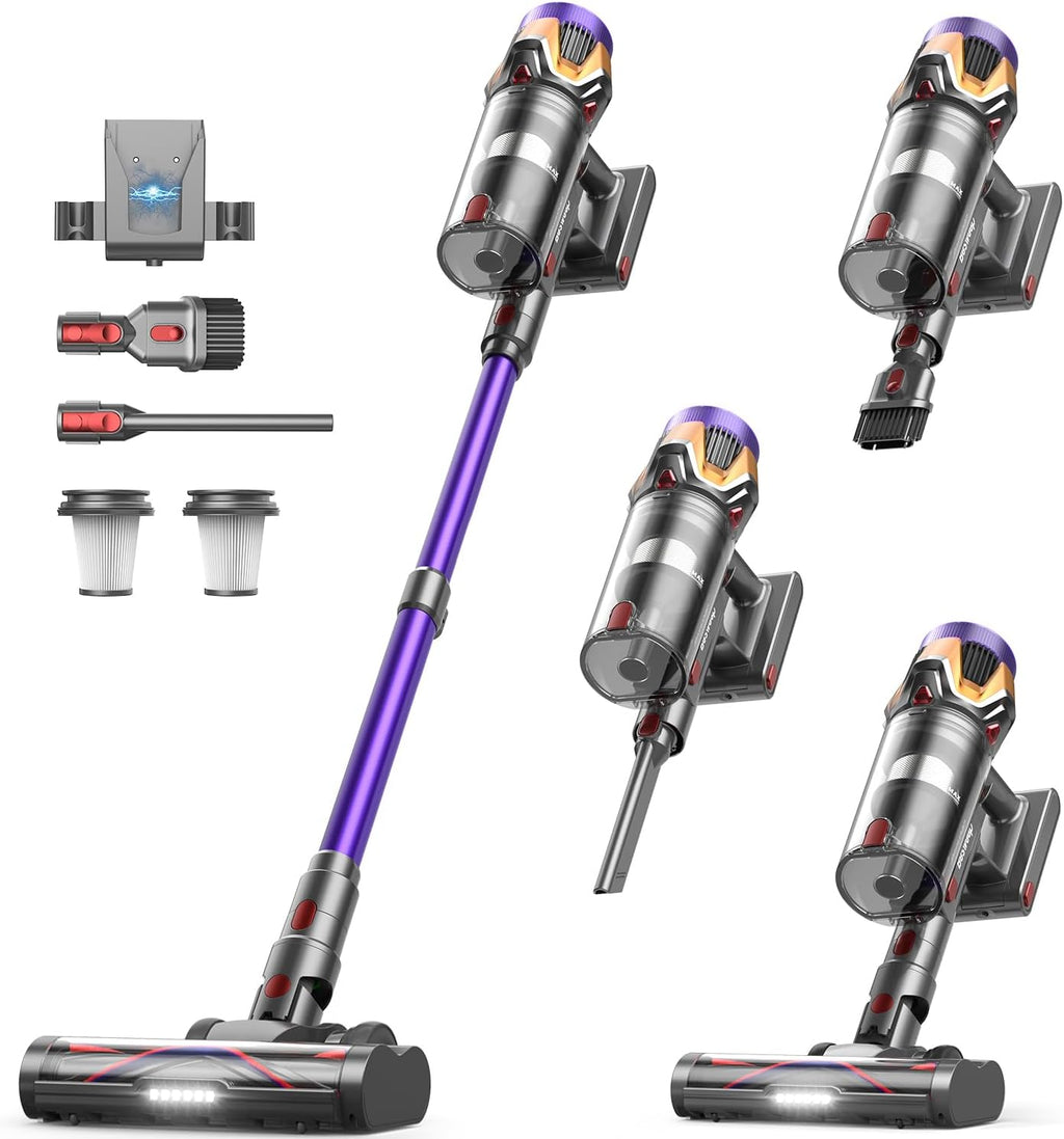 Cordless Vacuum Cleaner 55Kpa/650W/70Mins,1.8L Self Standing Stick Vacuum,Upgraded Vacuum Cordless with Hurricane Mode,Touch Screen,Anti-Tangle Wireless Vacuum,Vacuum Cleaners for Home/Pet Hair/Carpet