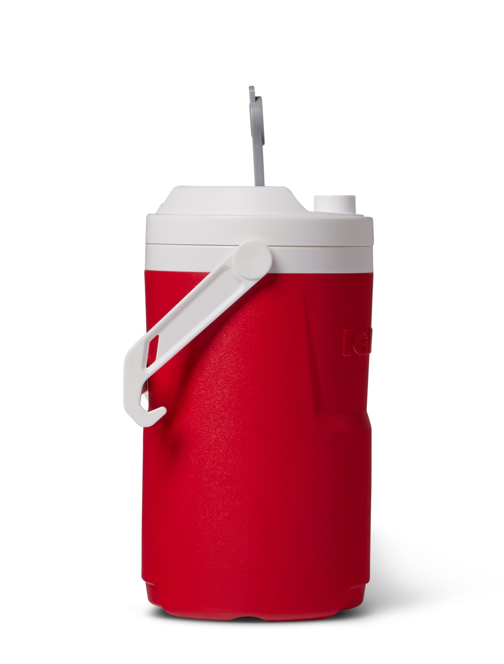 1 Gallon Sports Plastic Beverage Jug with Hooks, Red