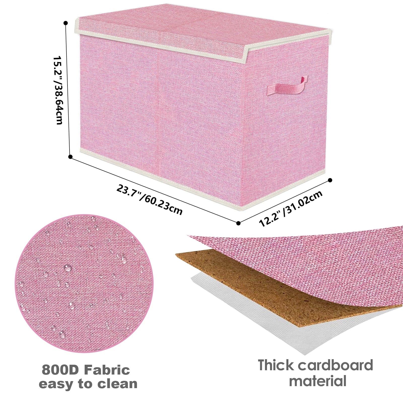 Large Toy Box for Girls,Toy Chest for Kids -Collapsible Toy Storage Organizer with Lid Toy Bin Storage Organizer for Nursery, Playroom, Bedroom , Closet, Living Room, Kindergarten (Pink)