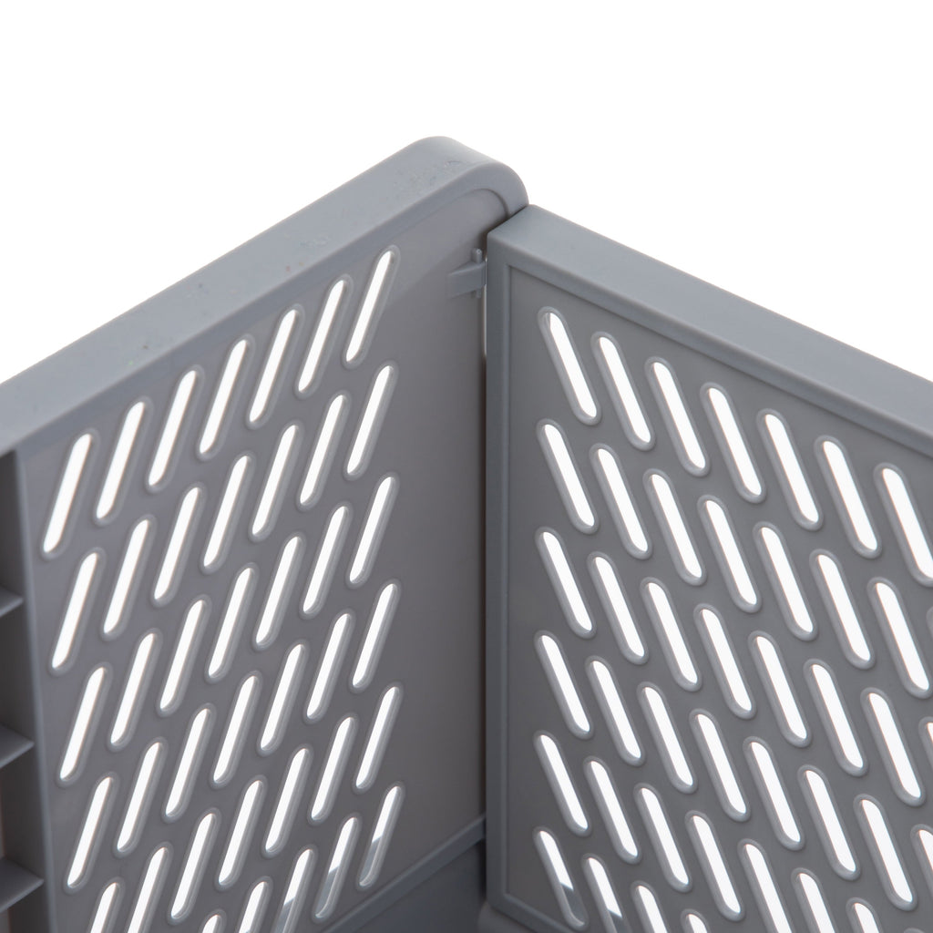 Kids Collapsible Stacking Plastic Storage Bin, Grey, 13 in x 17 in x 1.3 in