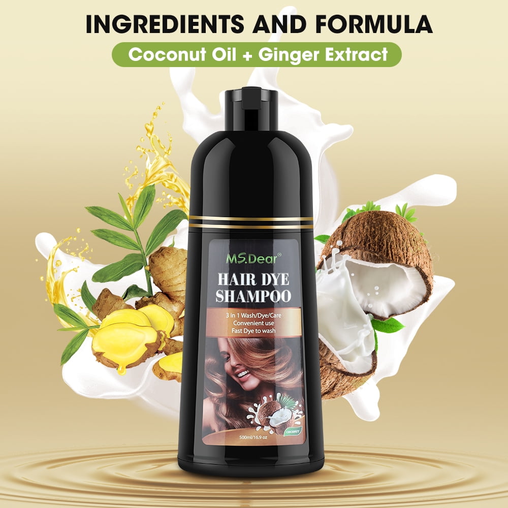 Color Shampoo, Dye Shampoo Coconut Oil Essence Moisturizing 500ml (Coffee)