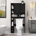 Vabches Over The Toilet Storage Cabinet, Farmhouse Storage Cabinet Over Toilet with Barn Door, Home Space-Saving Toilet Rack, for Bathroom, Restroom, LaundryBlack.