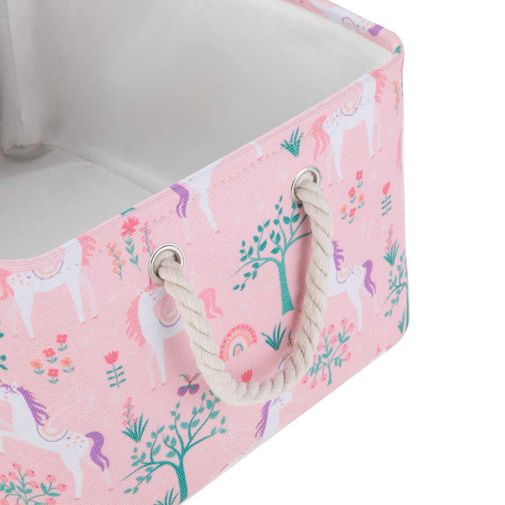 Kids Butterfly Canvas Storage Basket with Handles, 15 in x 11 in x 7.8 in