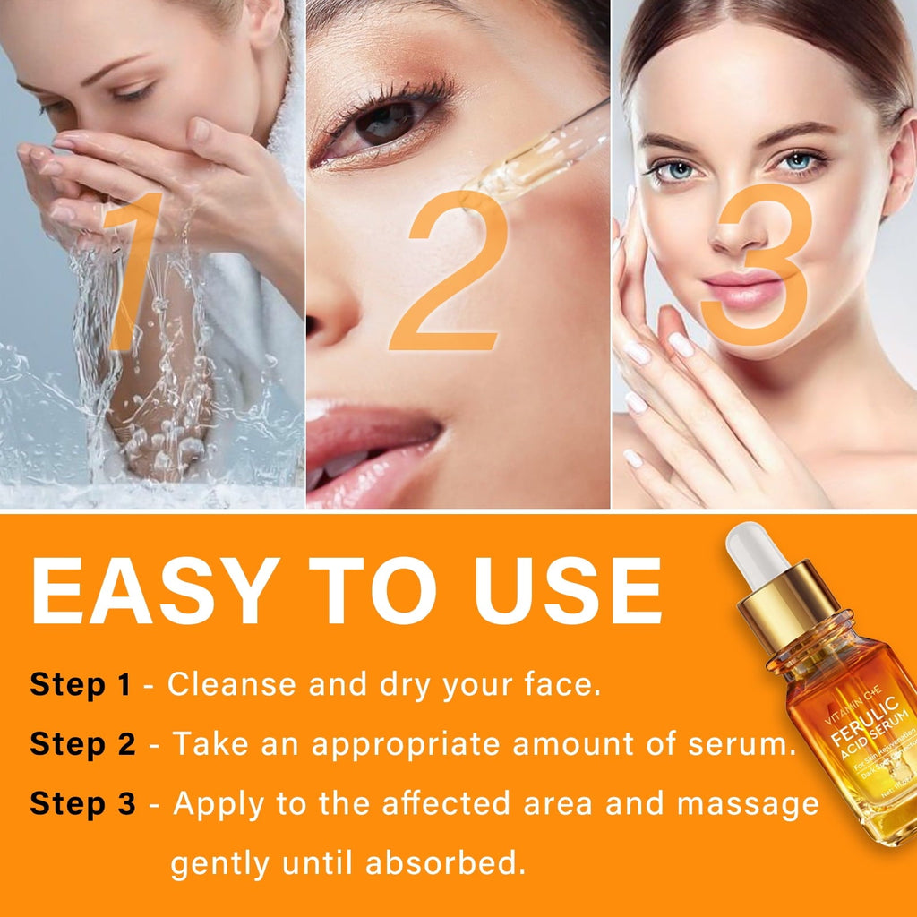 30ml essence of ferulic acid, rich in vitamins and hyaluronic acid. Help improve skin quality, moisturize and nourish.